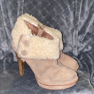 UGG Georgette 8.5 Tan Suede Heel Ankle Boots